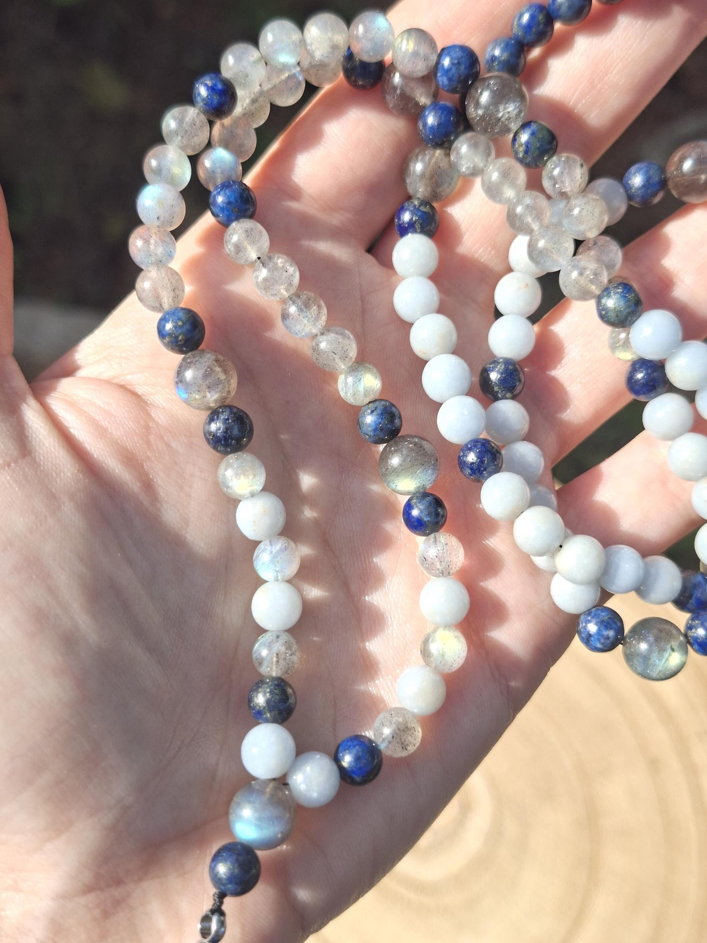 Collier Labradorite, Lapis Lazuli, Angélite