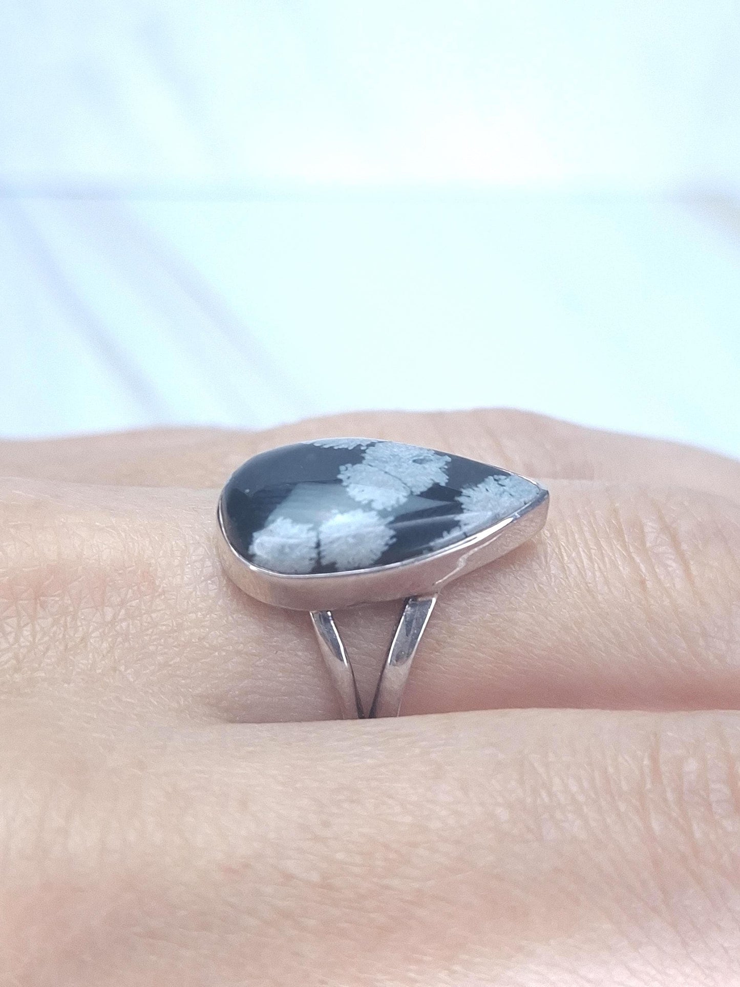 Bague Obsidienne naturelle, argent 925