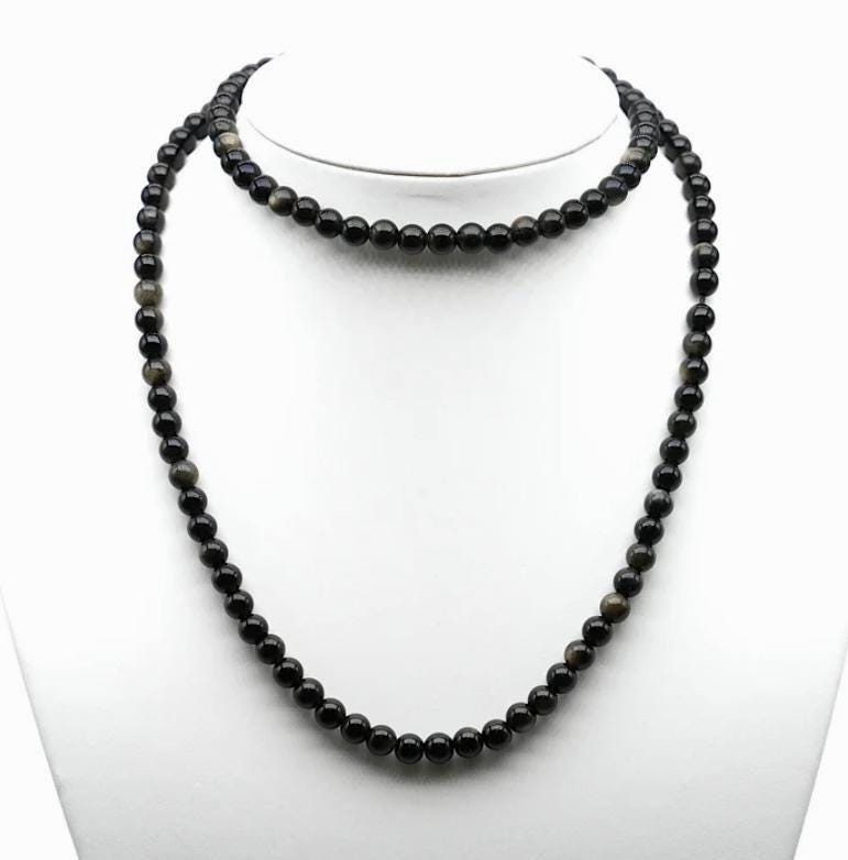 Collier Obsidienne dorée