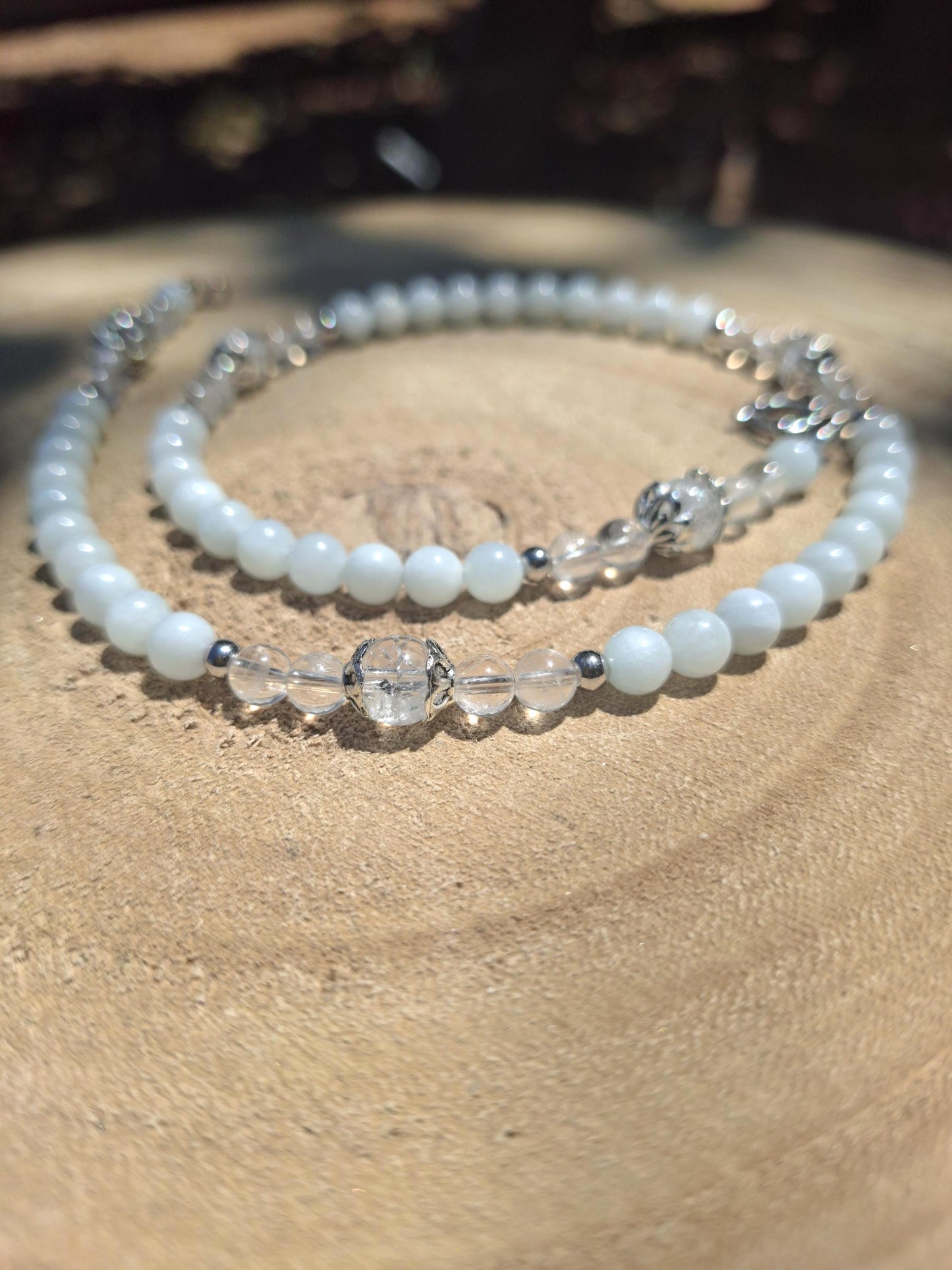 Collier Aigue marine, Cristal de roche