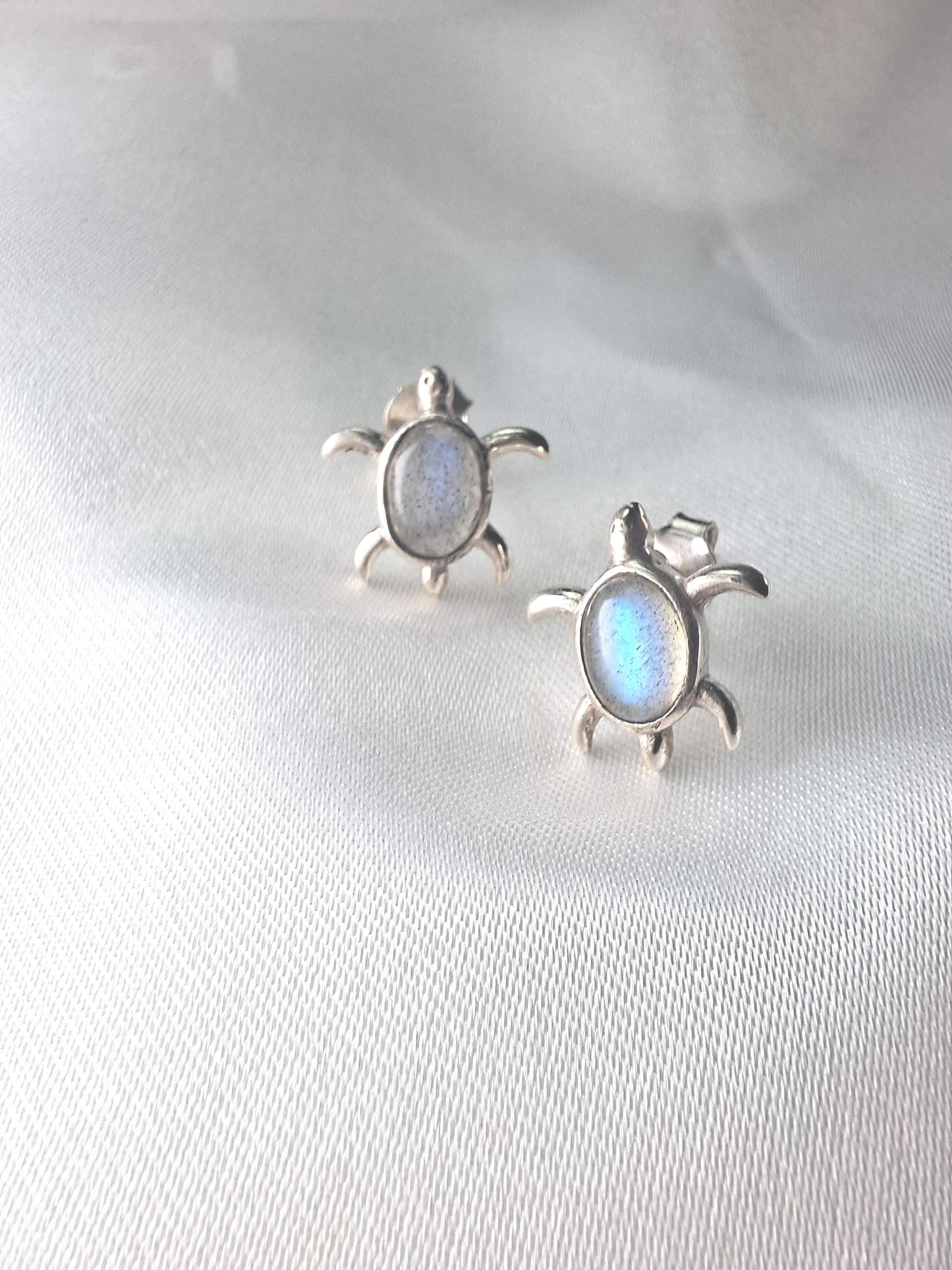 Boucles d'oreilles Labradorite tortue, argent 925