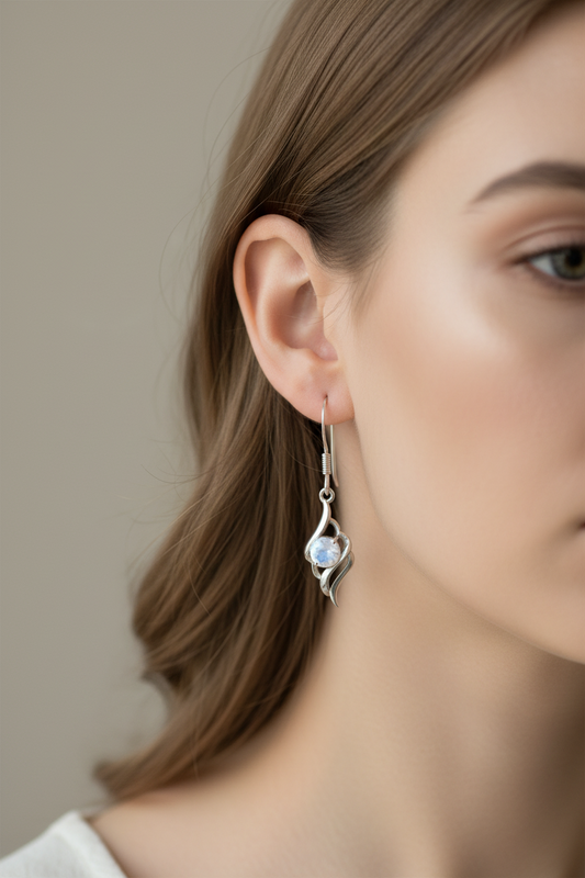 Boucles d'oreilles Pierre de lune, argent 925