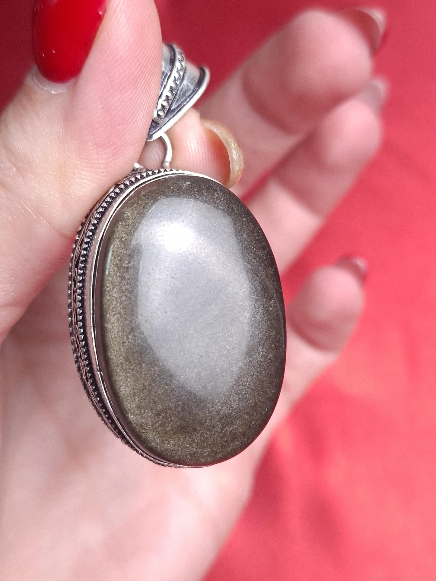 Pendentif Obsidienne dorée, argent 925