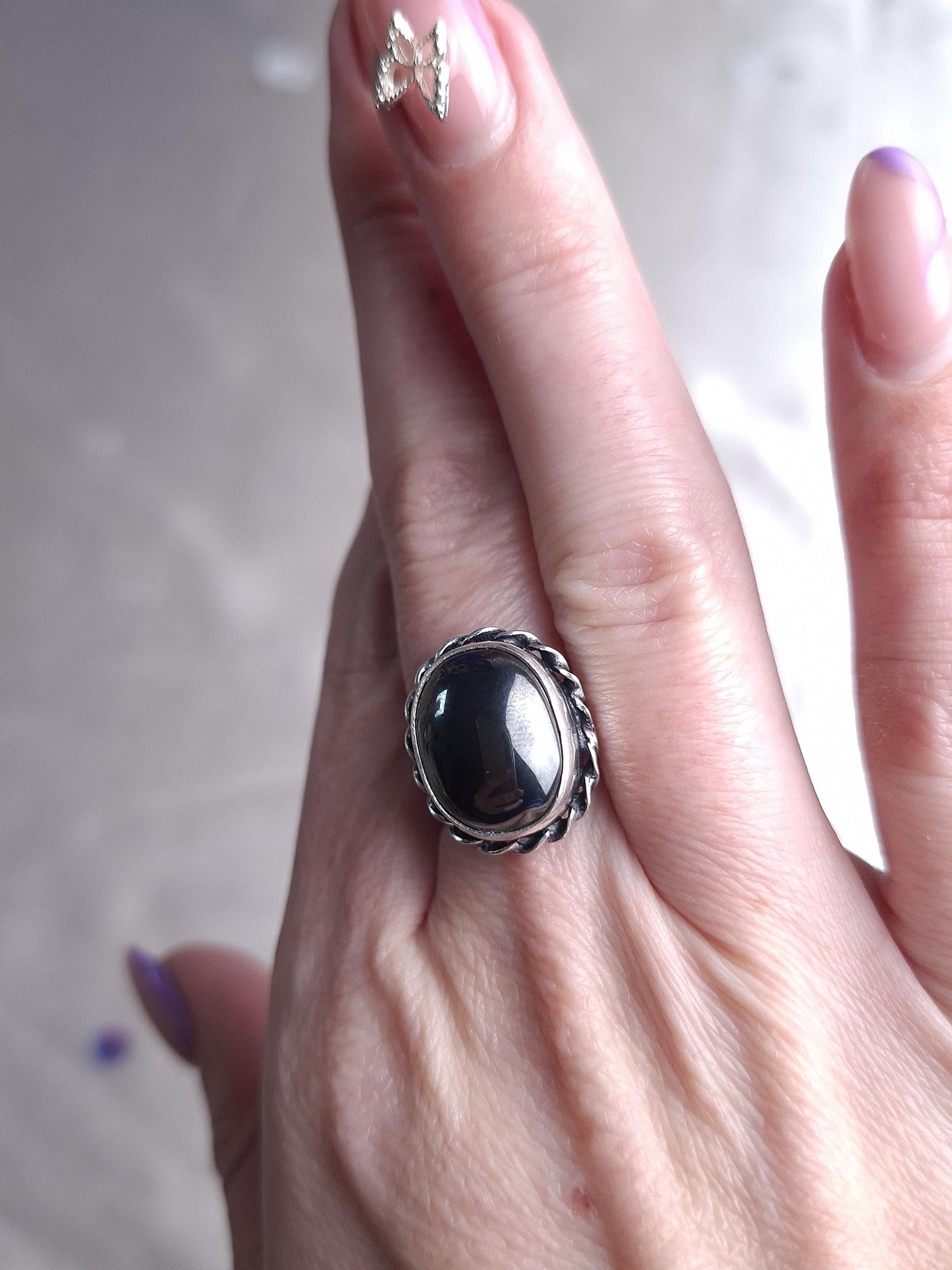 Bague Hématite, argent 925