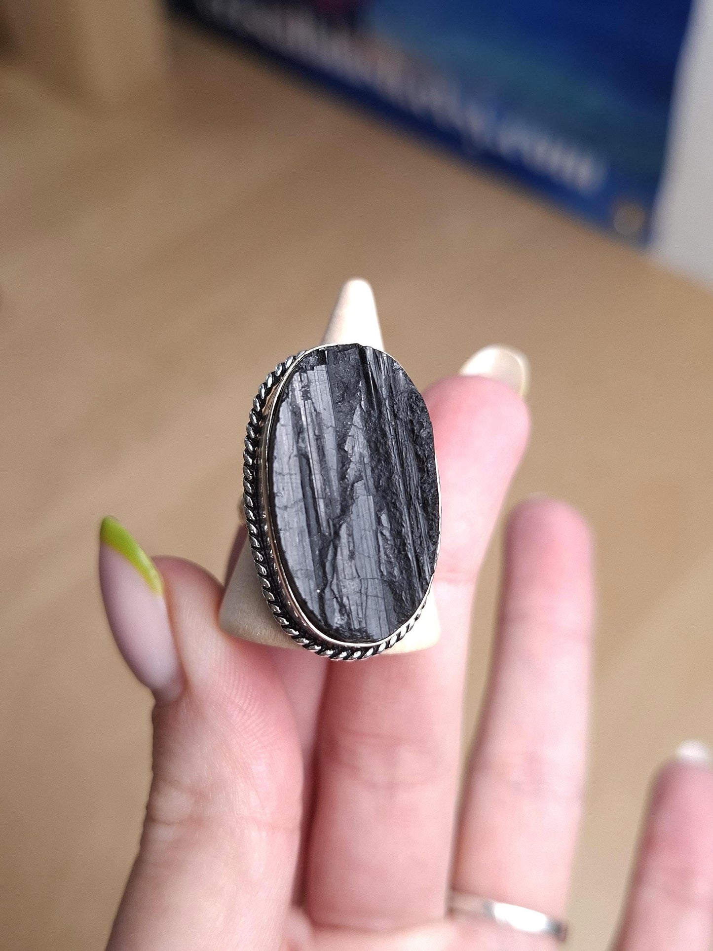 Bague Tourmaline noire, bague argent 925