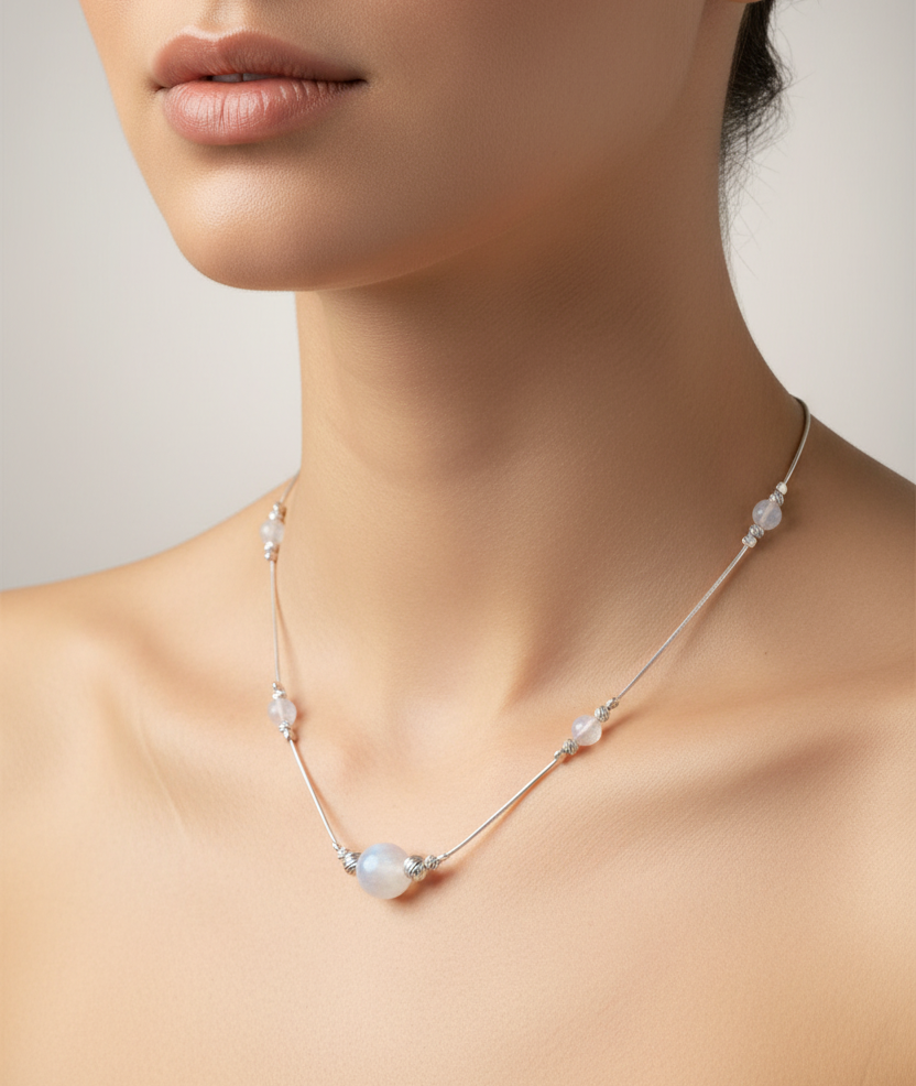 Collier Pierre de lune, argent 925