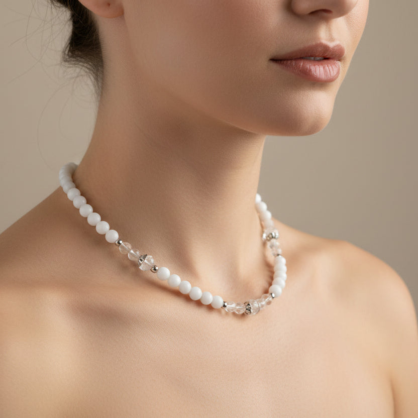 Collier Aigue marine, Cristal de roche