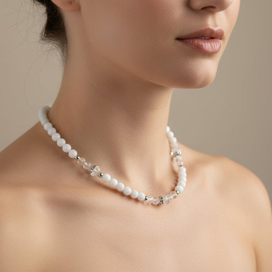 Collier Aigue marine, Cristal de roche