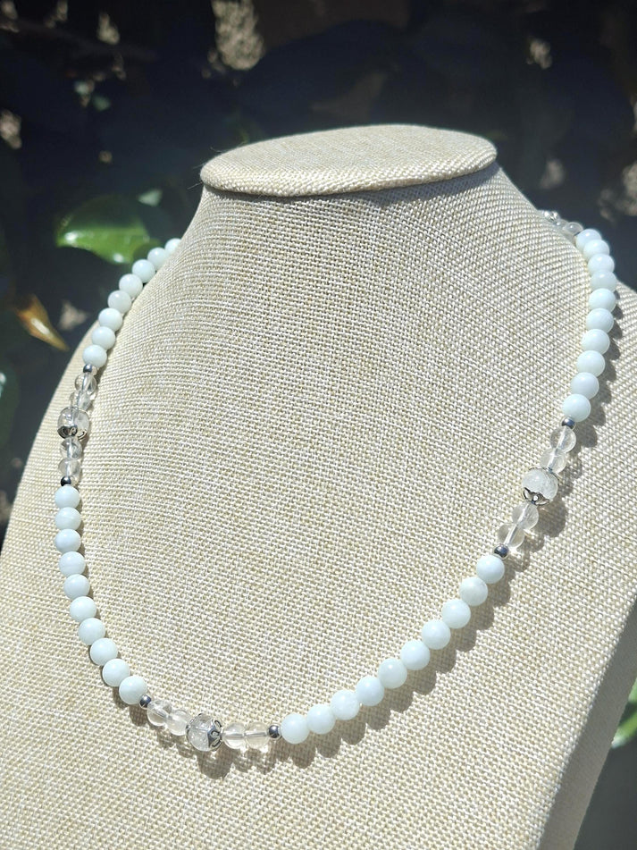 Collier Aigue marine, Cristal de roche