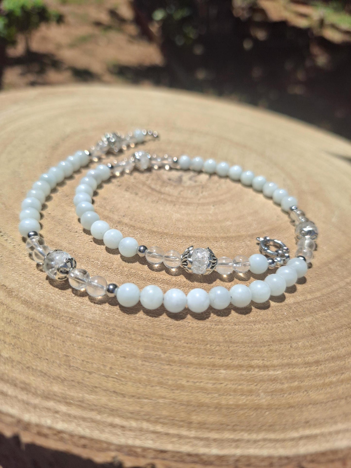 Collier Aigue marine, Cristal de roche