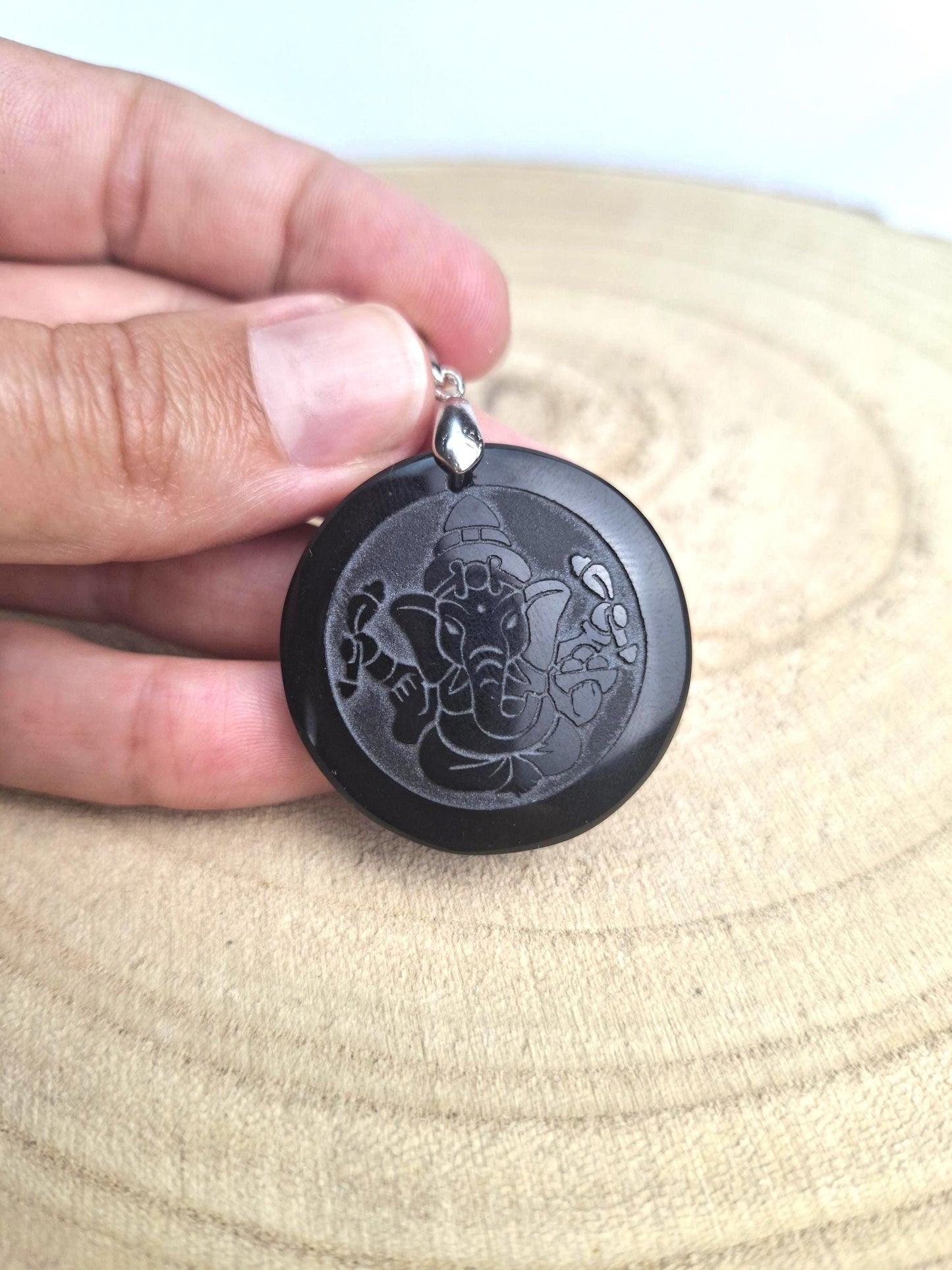 Pendentif Obsidienne noire, Ganesh