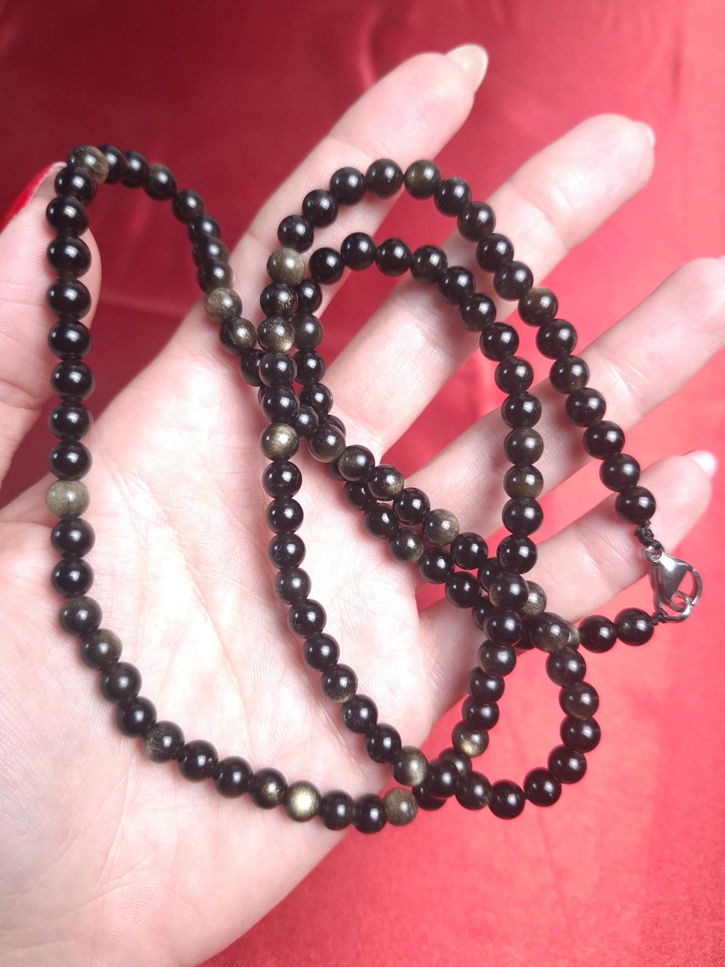 Collier Obsidienne dorée