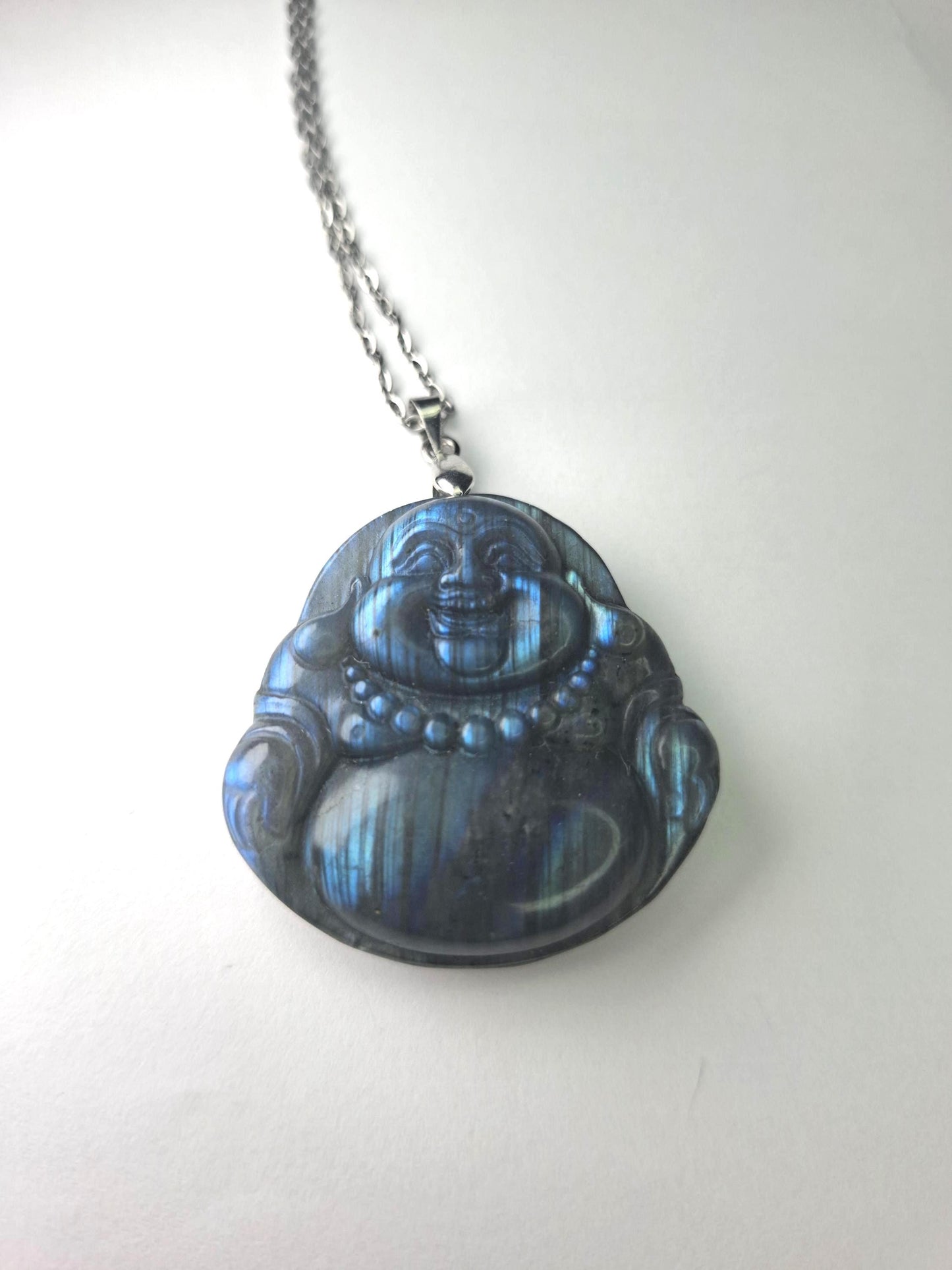 Pendentif Labradorite, bouddha rieur
