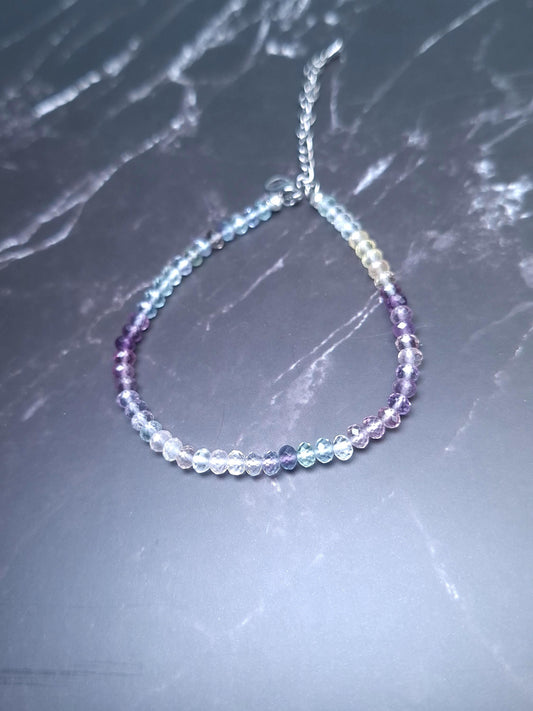 Bracelet Fluorite AA, perles facettées,