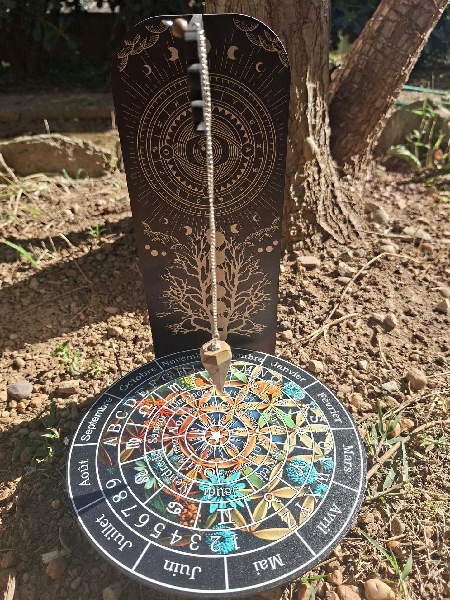 Planche de divination fleur de vie en bois
