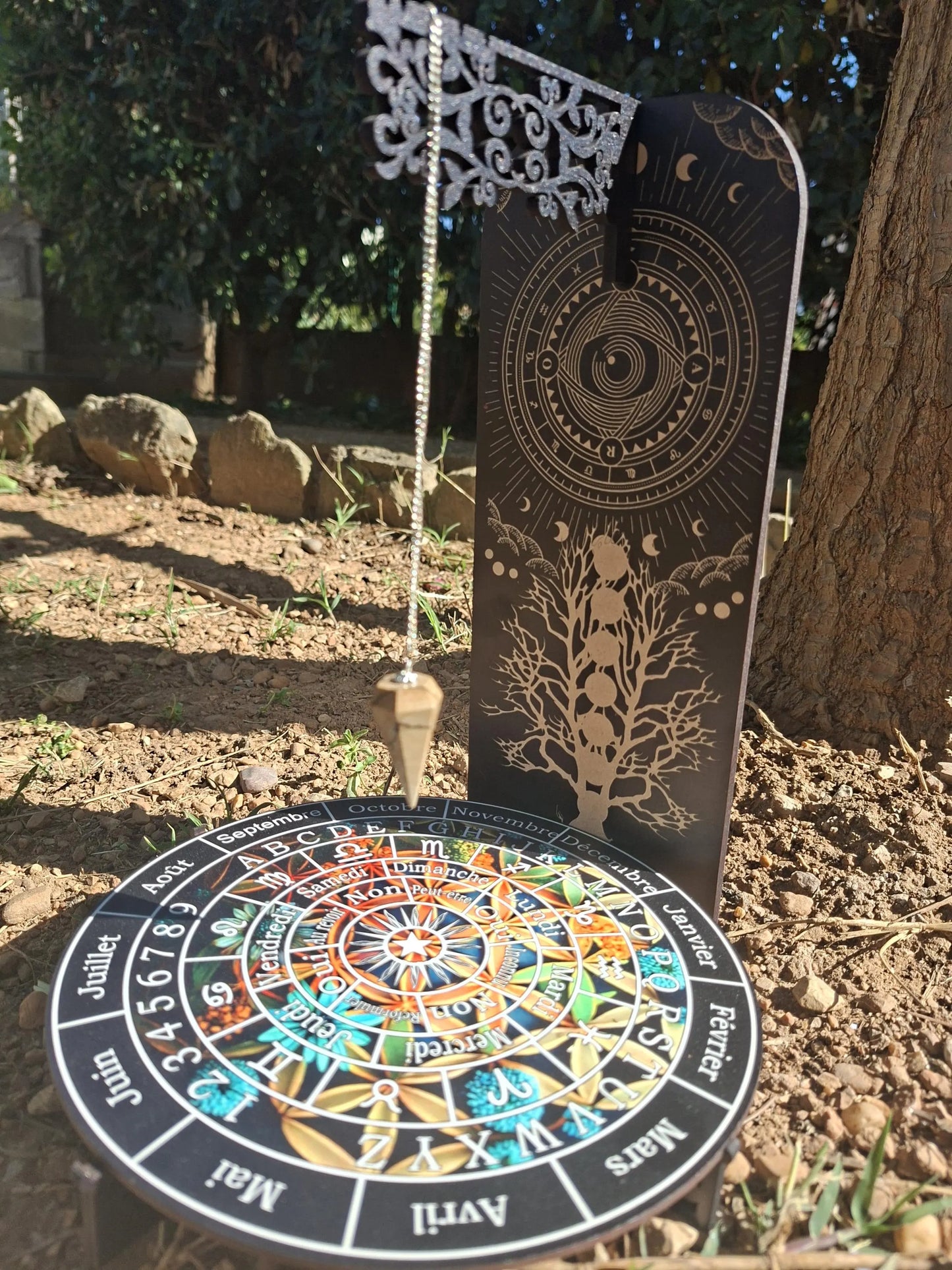 Planche de divination fleur de vie en bois