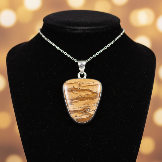 Pendentif Jaspe Paysage, argent 925