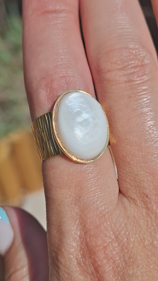 Bague Nacre, acier inoxydable
