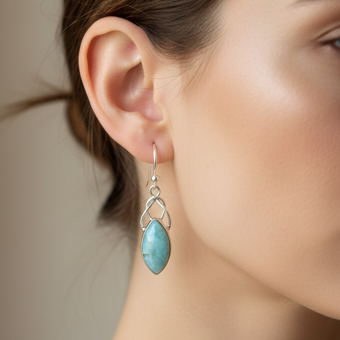 Boucles d'oreilles Larimar, argent 925