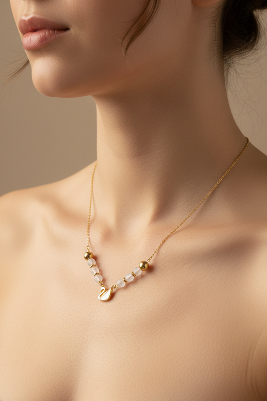 Collier Pierre de lune, acier inoxydable