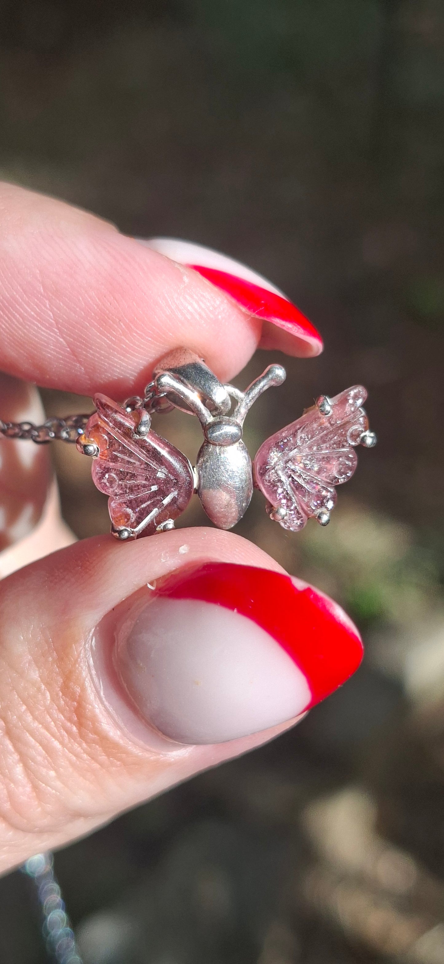 Pendentif Papillon Tourmaline rose, argent 925