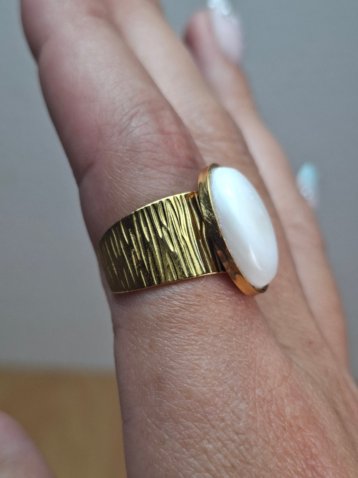 Bague Nacre, acier inoxydable