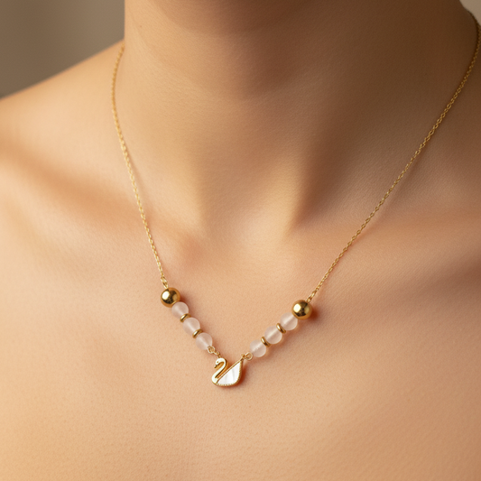 Collier Pierre de lune, acier inoxydable