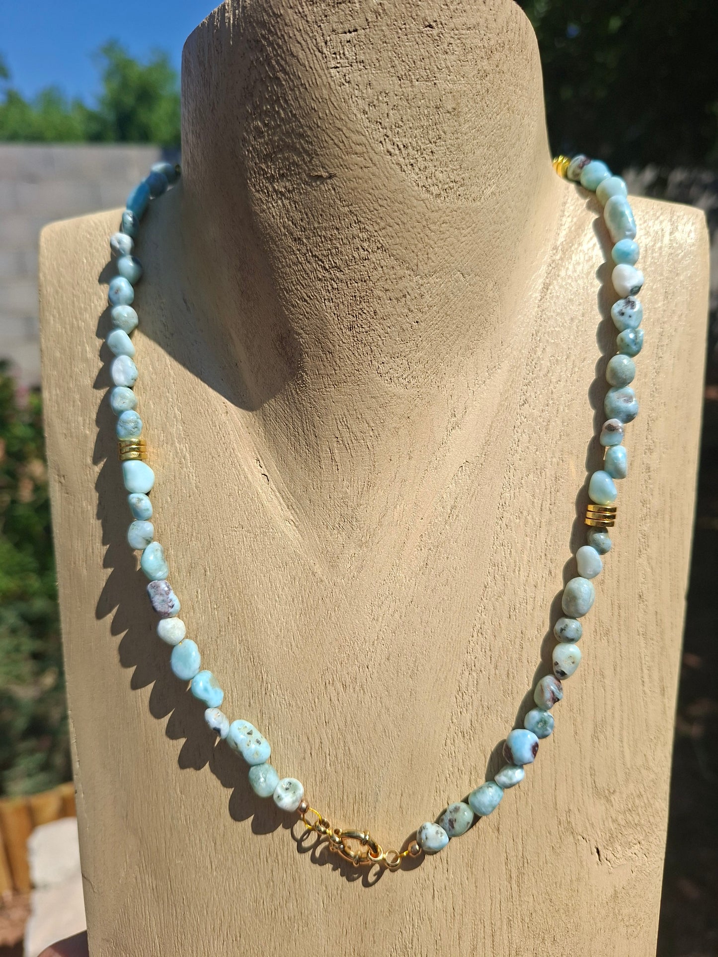 Collier Larimar et Nacre blanche