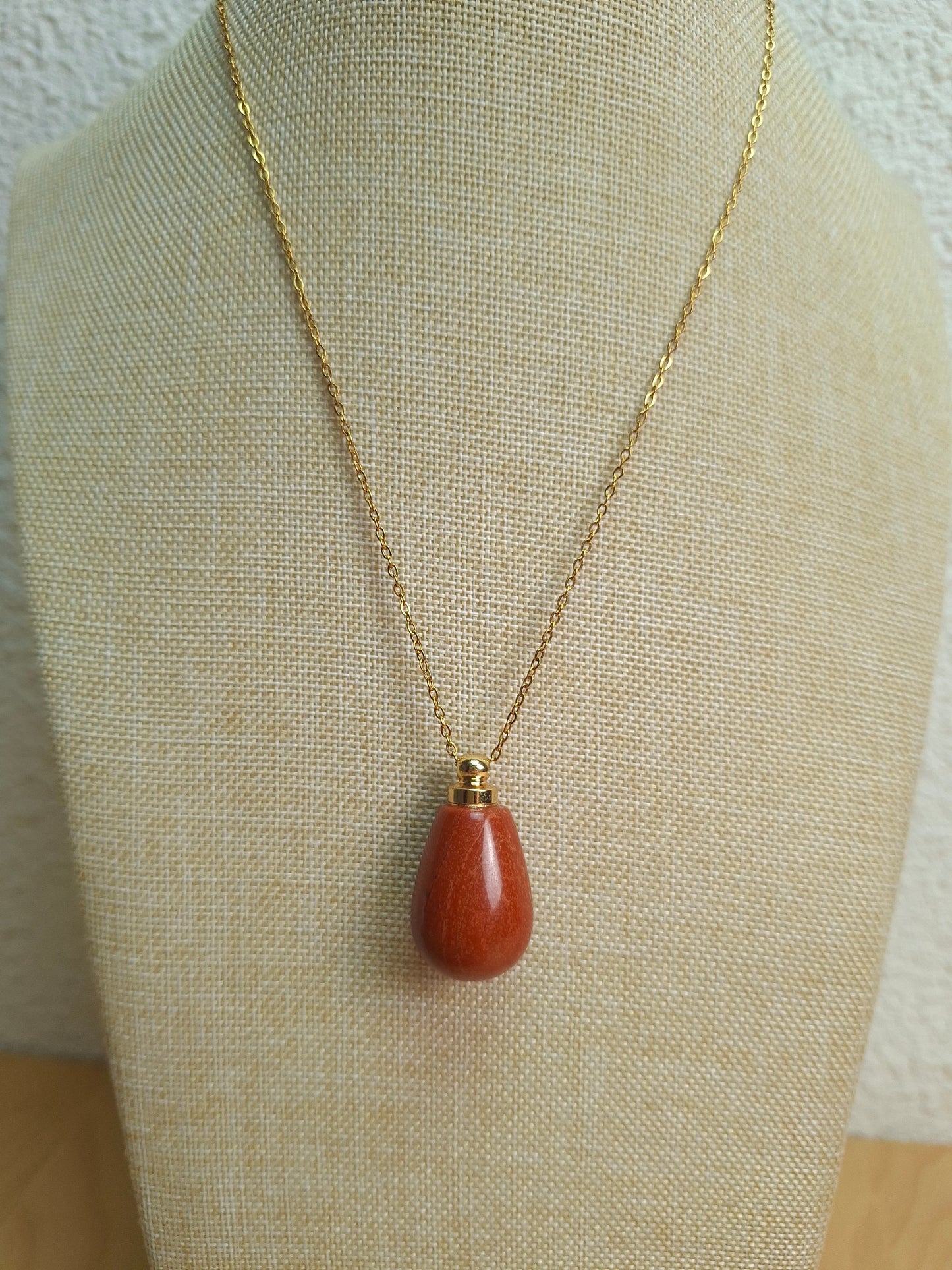 Collier fiole Jaspe rouge