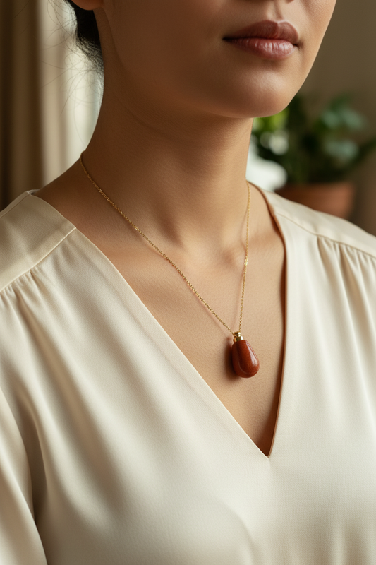 Collier fiole Jaspe rouge