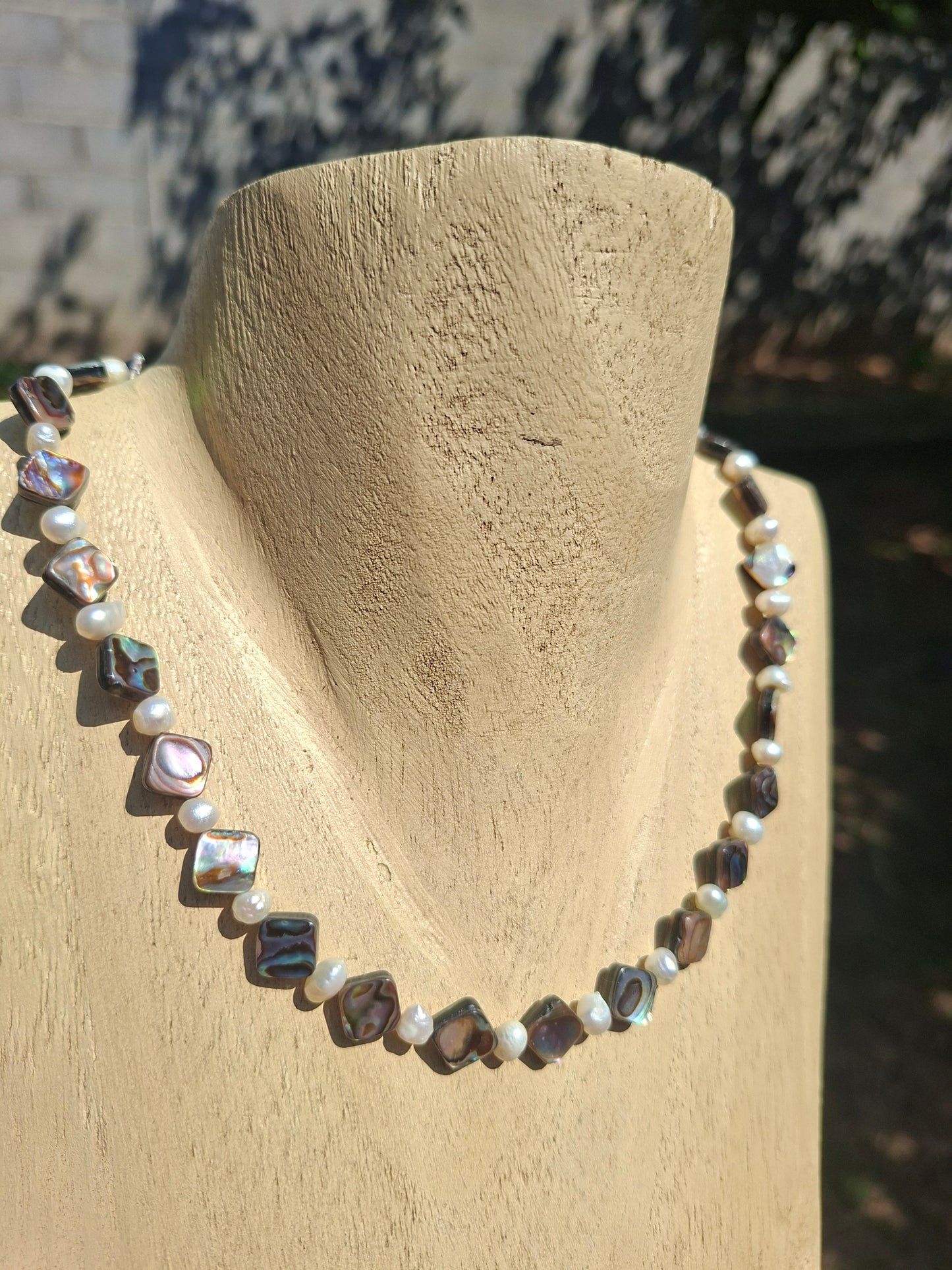 Collier perle eau douce et abalone