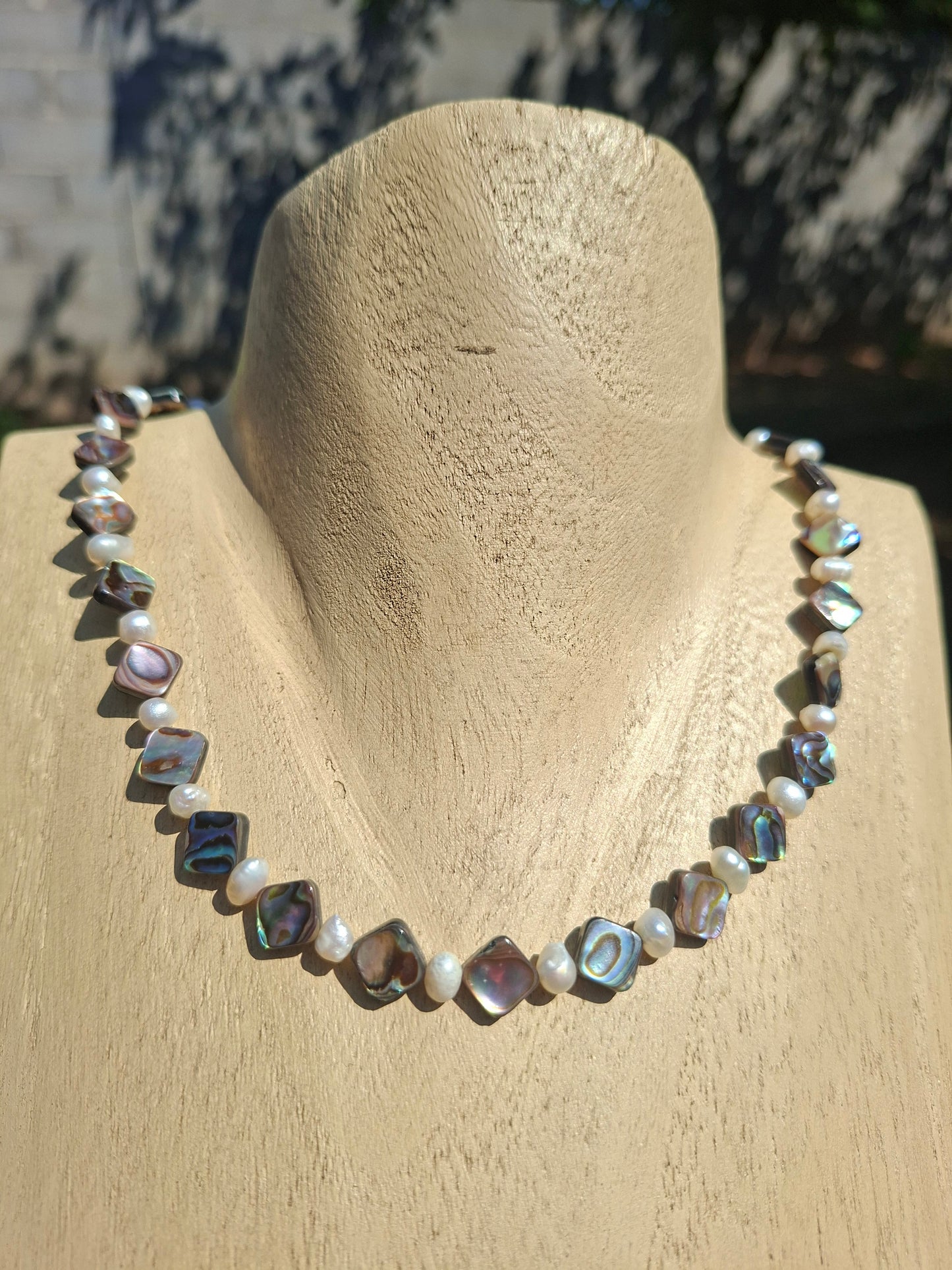 Collier perle eau douce et abalone