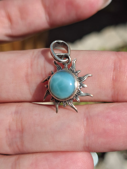 Pendentif Larimar soleil, argent 925