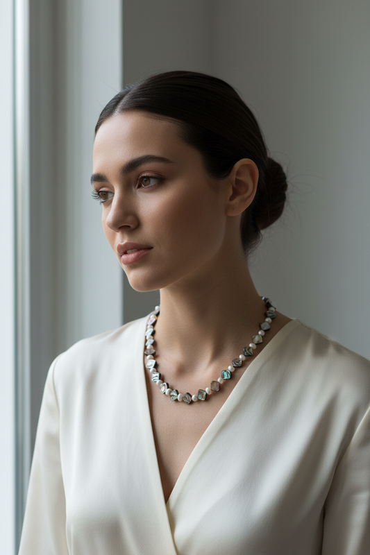 Collier perle eau douce et abalone