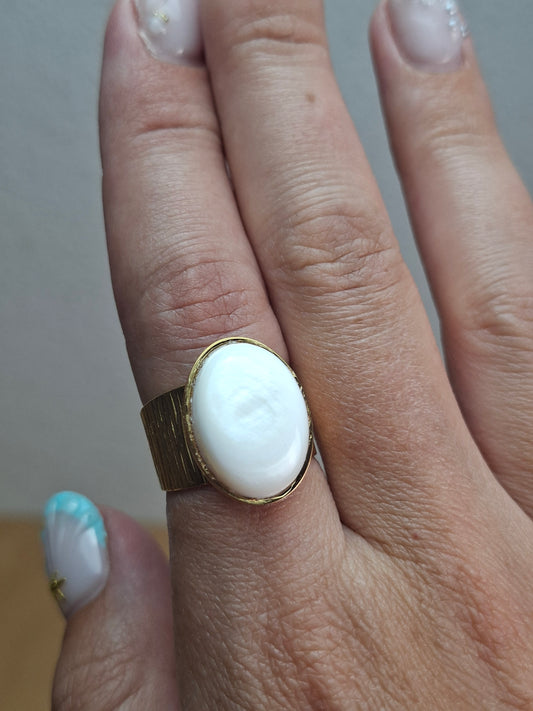 Bague Nacre, acier inoxydable