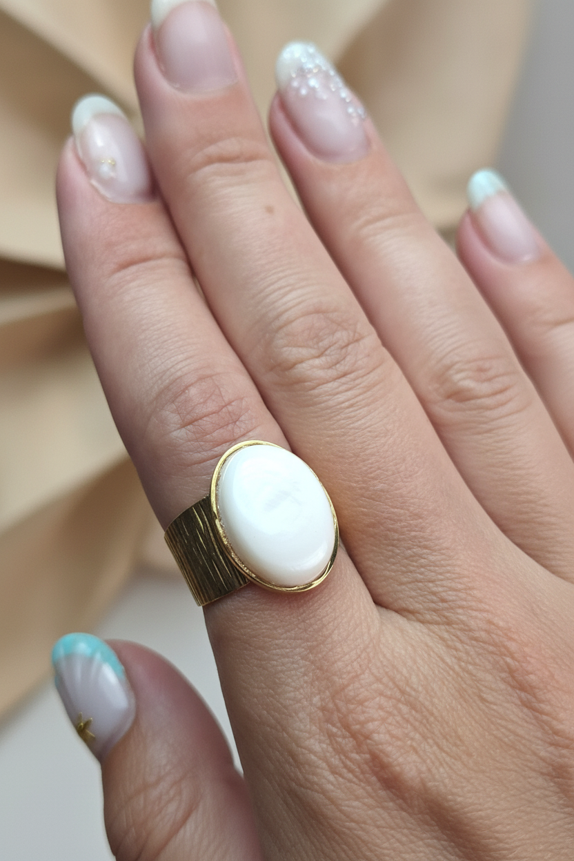 Bague Nacre, acier inoxydable