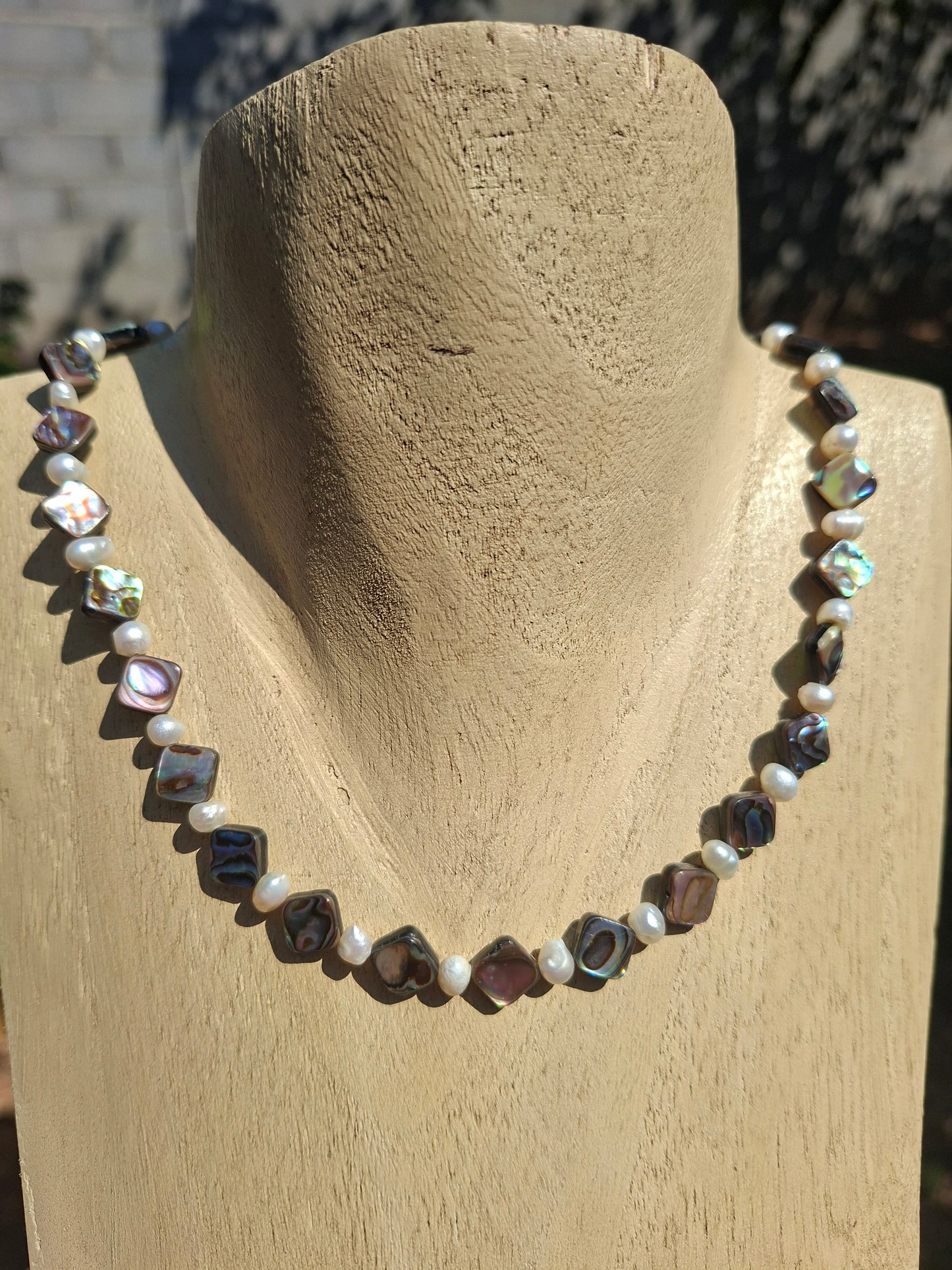 Collier perle eau douce et abalone