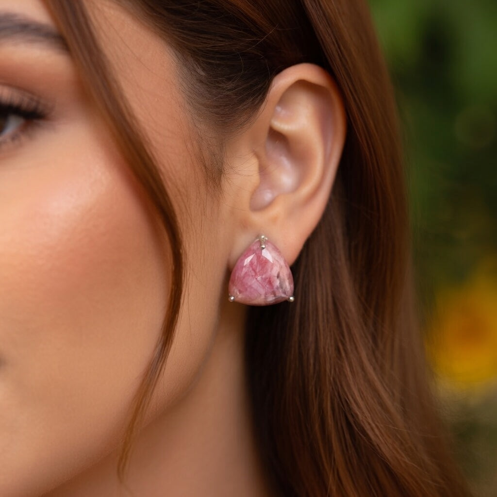 Boucles d'oreilles Rhodochrosite, argent 925